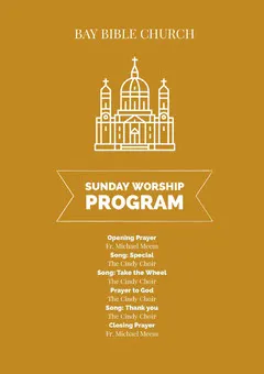 White and Brown Sunday Worship Program Flyer Church