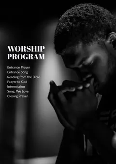 Black and White Worship Program Flyer Church
