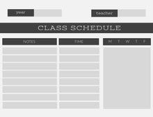 Gray Weekly School Class Schedule Class Schedule