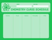 Green Weekly School Chemistry Class Schedule Class Schedule