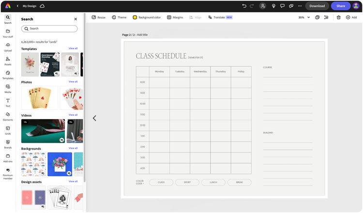 Free Timetable Maker: Create a Timetable Online | Adobe Express