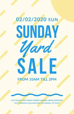 Blue and Yellow Sunday Yard Sale Poster Yard Sale Sign