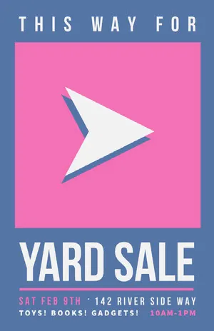 Pink and Blue Arrow Yard Sale Directional Flyer Yard Sale Sign