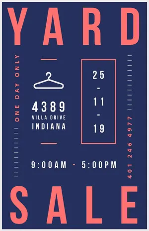 Navy, Red and White, Yard Sale Event Ad, Poster Yard Sale Sign