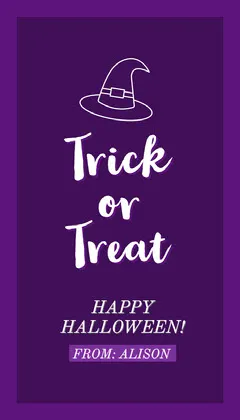 Violet and White Halloween Trick Or Treat Party Gift Tag Halloween Gift Tag