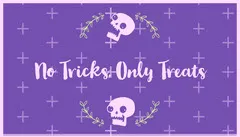 Violet and White Floral Skull Halloween Party Gift Tag Halloween Gift Tag