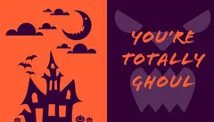Purple and Orange Haunted House Halloween Party Gift Tag Halloween Gift Tag