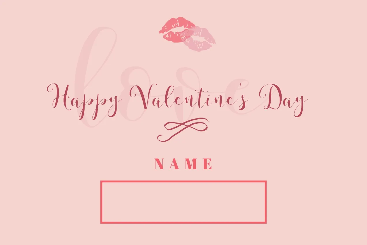 Pink Cocktails Kisses Valentines Name Tag