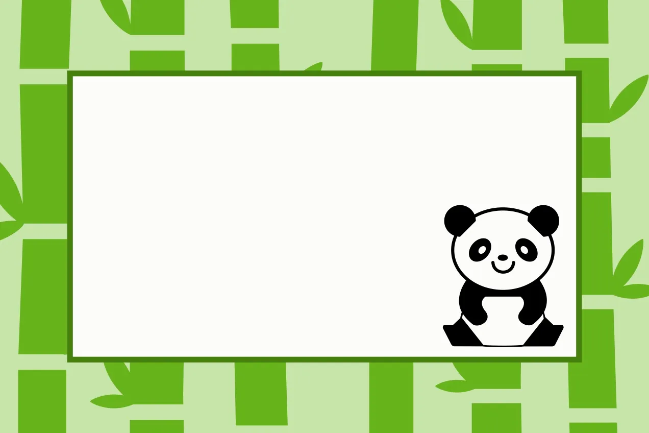 Green Asian Style Name Tag with Bamboo and Panda