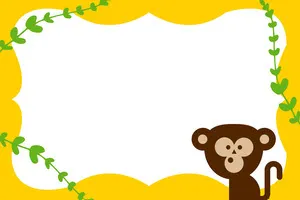 Yellow Illustrated Name Tag with Monkey Name Tag