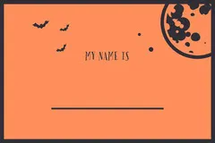 Orange Bats and Moon Halloween Party Name Tag Halloween Party Name Tag