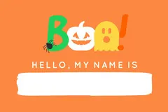 Orange and White Boo Costume Halloween Party Name Tag Halloween Party Name Tag