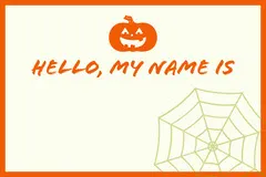 White and Orange Halloween Kid Spooky Party Name Tag  Halloween Party Name Tag