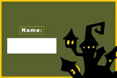 Green Haunted House Halloween Party Name Tag Halloween Party Name Tag