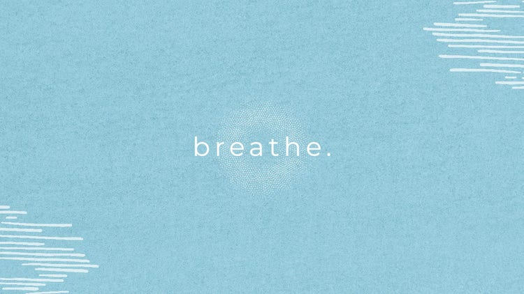 Calming Blue Breathe Reminder Desktop Wallpaper