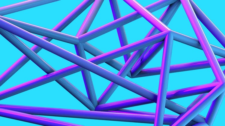 Purple & Blue 3D Geometric Lines Desktop Wallpaper