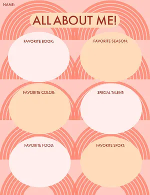 Pink All About Me Worksheet All About Me Worksheet