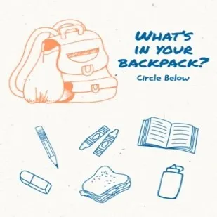 Blue & Cream Paper What’s in Your Backpack Worksheet