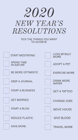 Blue and Grey, Light Toned New Years Resolution Instagram Story Goal-Setting Worksheet
