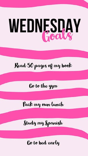 Pink Stripes Wednesday Goals Instagram story Goal-Setting Worksheet