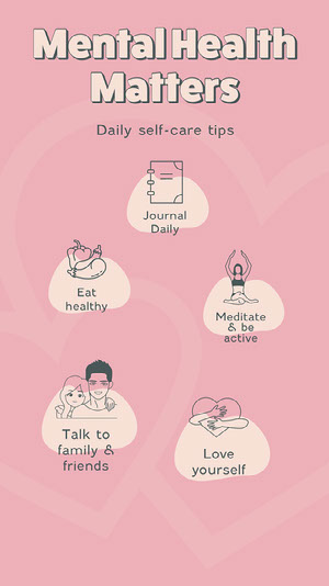 pink hearts mental health matters instagram story  Infographic Examples