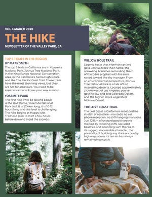 Green Hiking Newsletter with Backpacker Photos Newsletter Examples