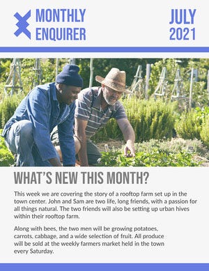 Blue Monthly Enquirer Newsletter Newsletter Examples