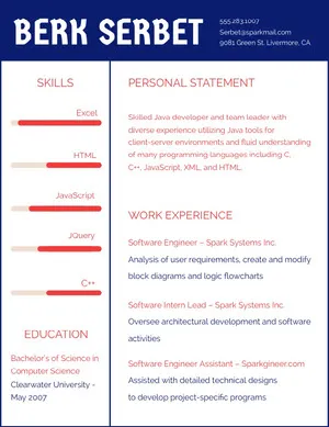 Blue and Red Software Engineer Resume Resume  Examples