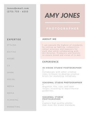 Pastel Colored Photographer Resume Resume  Examples