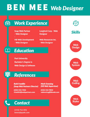 Blue and Red Web Designer Resume Resume  Examples