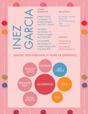 Pink and Blue Graphic Designer Resume Resume  Examples