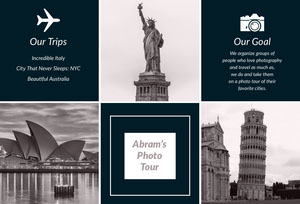 Black and White Travel Agency Travel Brochure Infographic Examples