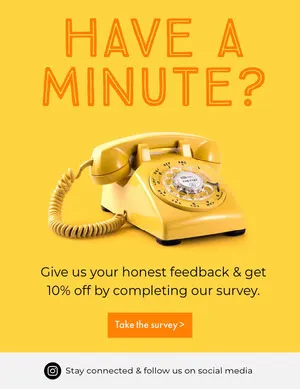 Yellow Survey Newsletter with Telephone Social Media Marketing
