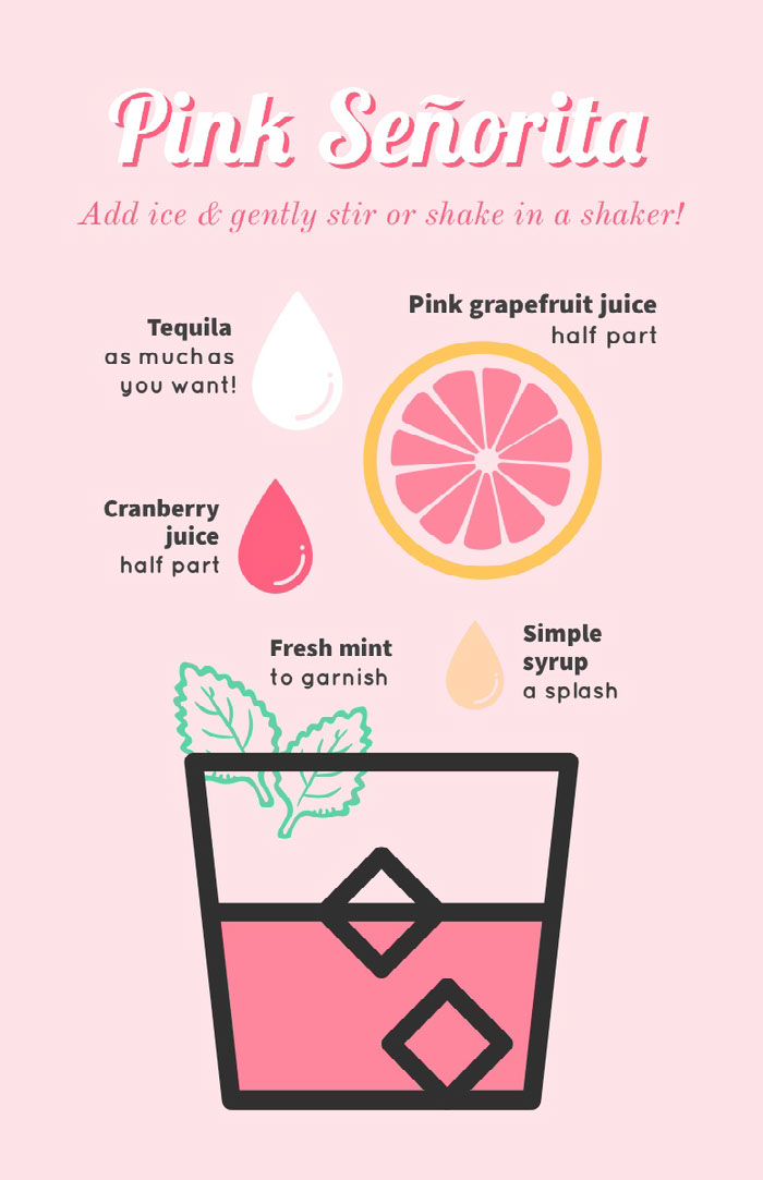 Pink and Black Shake Recipe Poster Infographic Ideas