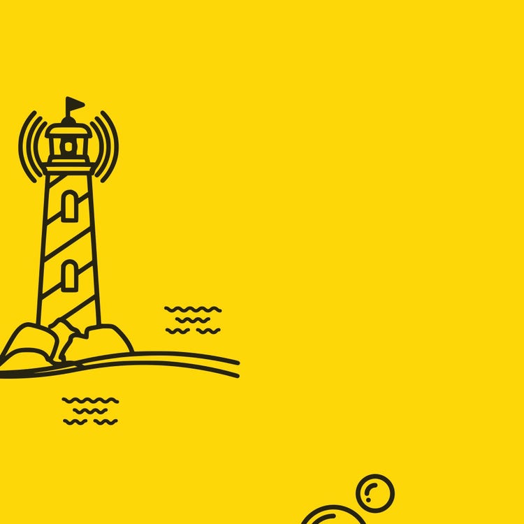 Yellow and Black Lighthouse Drawing Instagram Square