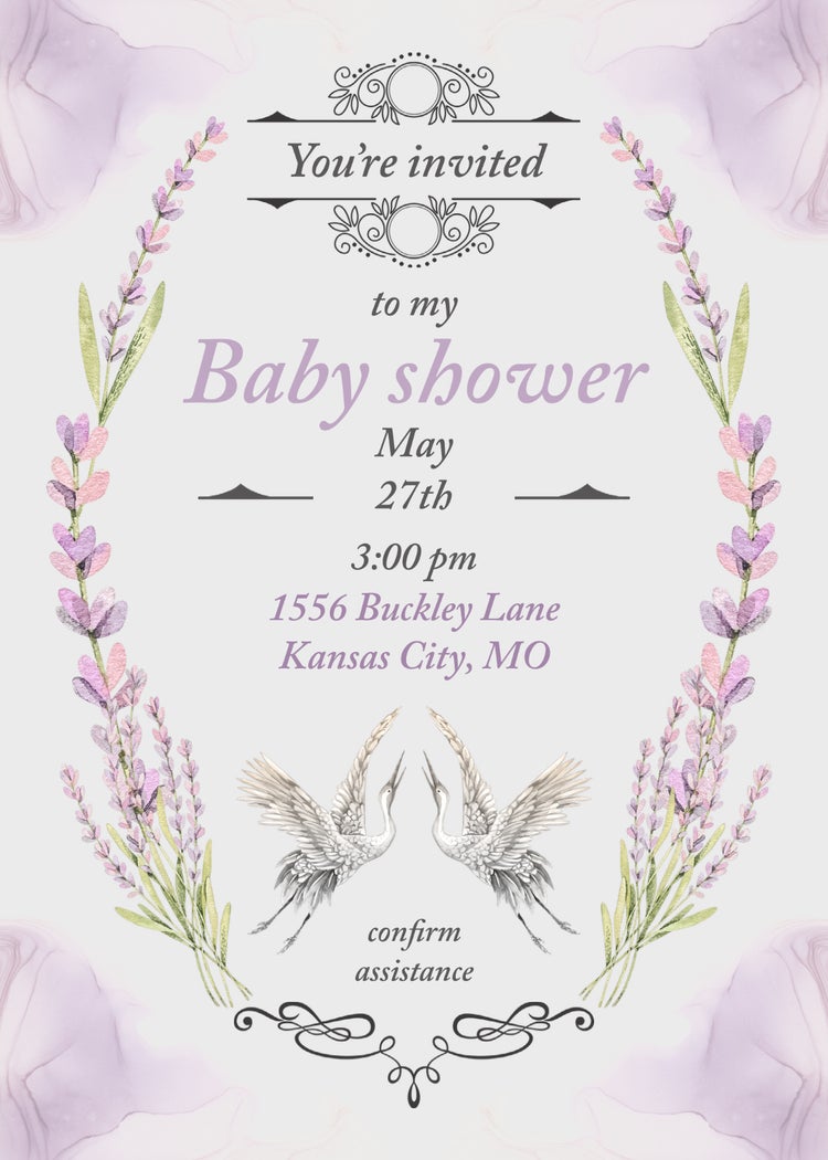 Purple Baby shower Invitation