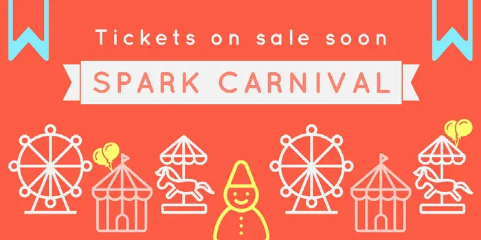 Grey and Orange Spark Carnival Social Post YouTube Banner Ideas