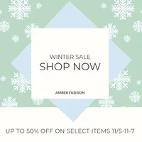 Light Green Winter Fashion Store Sale Instagram Post With Snowflakes Small Business