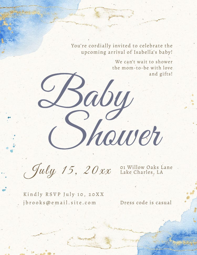 White and Light Blue Baby Shower Flyer