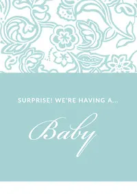 Light Blue Floral Pregnancy Announcement Card Baby Shower 
