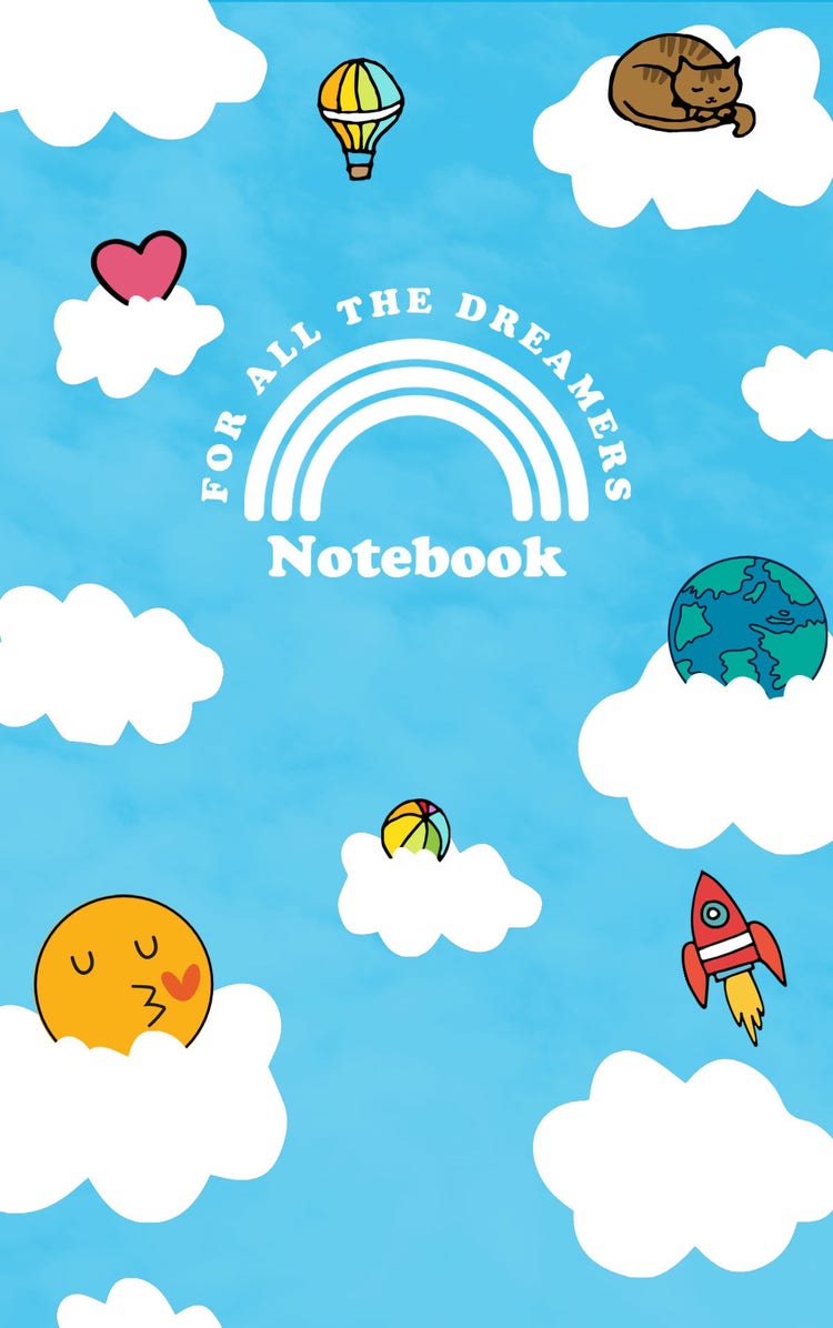 White and Blue Dreamer Notebook Cover