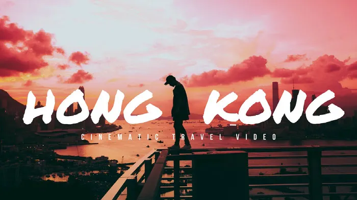 Pink and Black Hong Kong Travel Ad Facebook Banner YouTube Banner Ideas