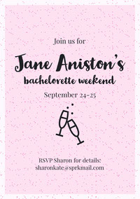 Pink, Light Toned Bachelorette Party Invitation Card Wedding
