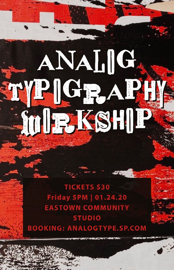Black White and Red Analogue Typography Workshop Poster Poster Ideas
