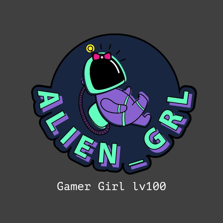 Grey Purple And Green Space Gradient Girl Esports Logo
