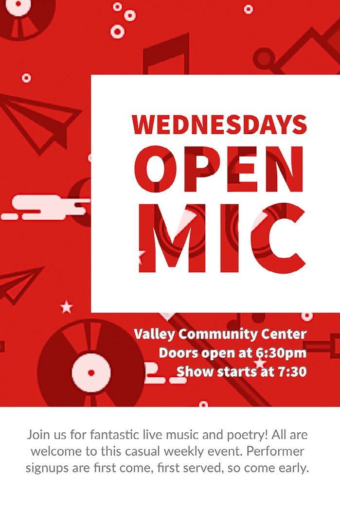 Red and White Open Mic Poster Poster Ideas
