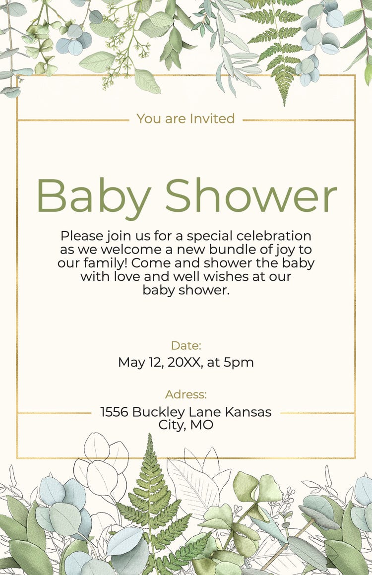 Light Beige and Green Baby Shower Poster