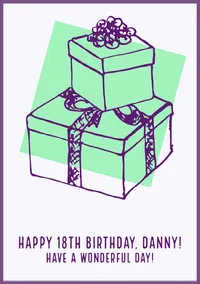 White, Green and Purple Birthday Wishes Card Birthday Design