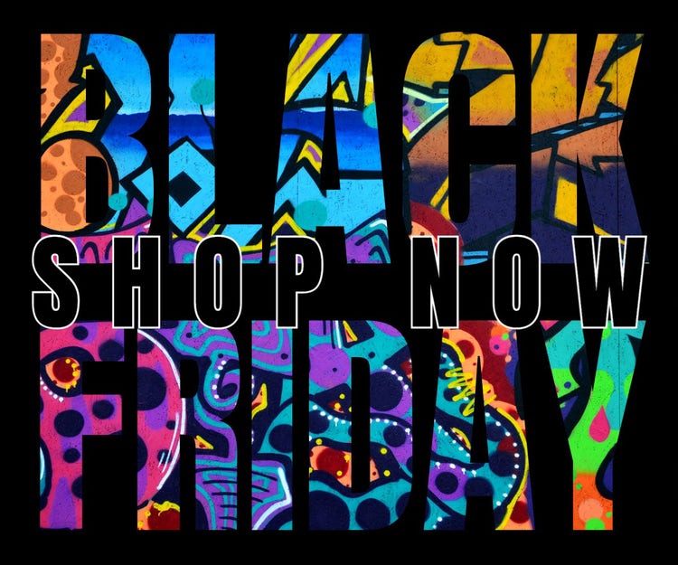 Black & Multicoloured Patterned Bright Black Friday Sale Banner Web