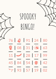 Orange Spider and Cobweb Illustrated Halloween Party  Bingo Card Halloween Party